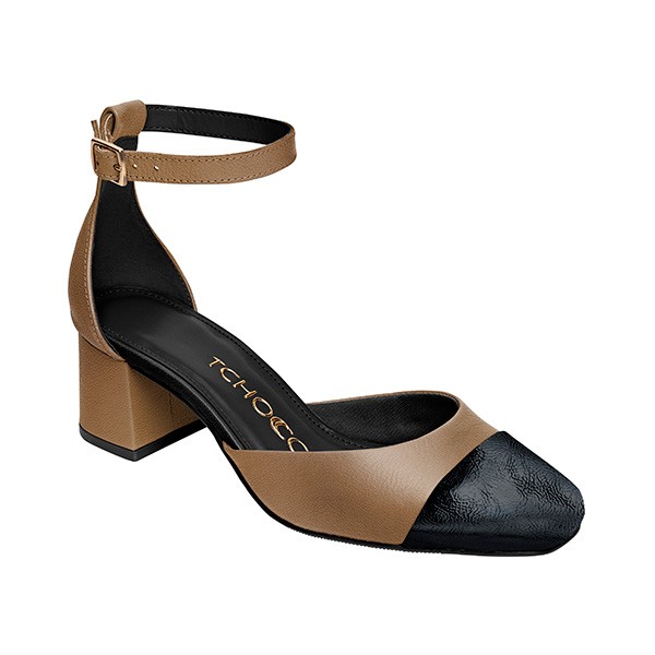 Couro Verniz Show Preto + Couro Soft Camurça