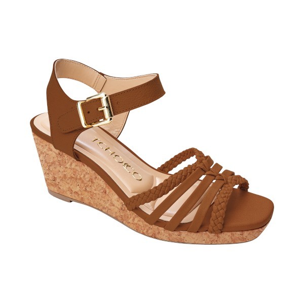 Couro Atanado Caramelo  +  Salto Cortiça