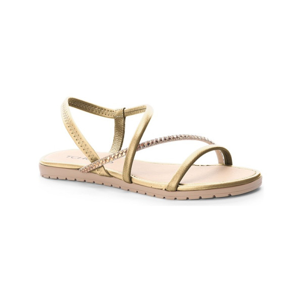 Rasteira Couro Seda Ouro